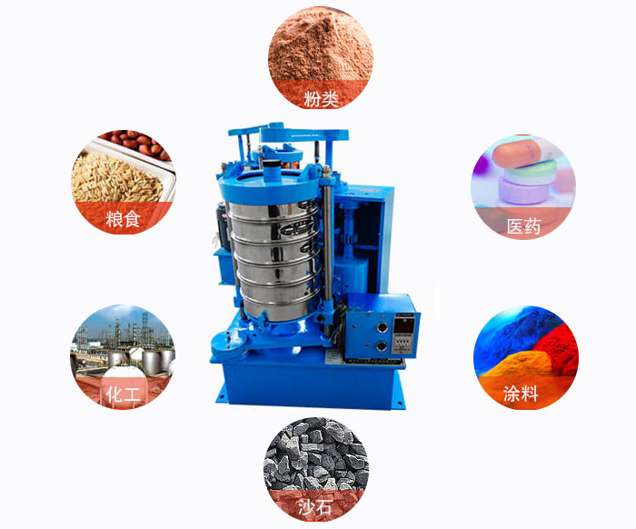 拍擊式標(biāo)準(zhǔn)振篩機(jī)適用范圍：粉狀，醫(yī)藥，糧食，石沙，化工，涂料等