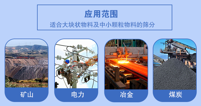 礦業(yè)振動篩應(yīng)用行業(yè)：適合大塊狀物料及中小顆粒物料的篩分：礦山，電力，冶金，煤炭等。