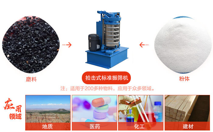 拍擊篩適用于多種物料顆粒狀，粉狀，不規(guī)則物料的篩分。